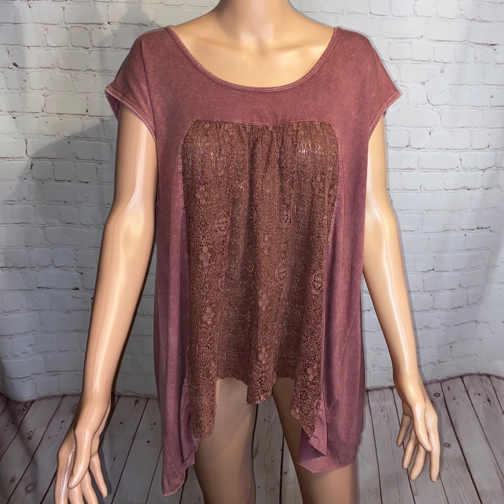 Altar’d State pink burgundy maroon flowy top size medium